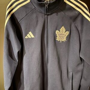 Adidas Navy and White Toronto Maple Leafs Bomber Jacket